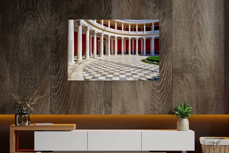 Inner courtyard view of Zappeio Hall in Athens Greece during day by Marco Brivio