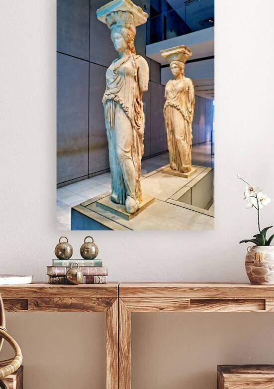 Caryatids of the Acropolis Museum stand in Athens Greece by Marco Brivio