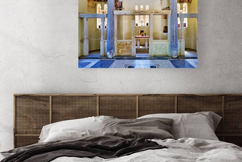 Old church inside Ancient Agora with pillars and altar in Athens by Marco Brivio