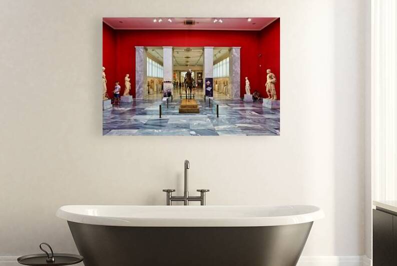 Visitors explore National Archaeological Museum in Athens Greece by Marco Brivio