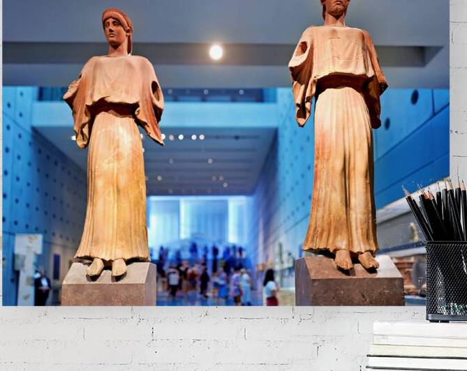 Visitors explore the Acropolis Museum in Athens while viewing st by Marco Brivio