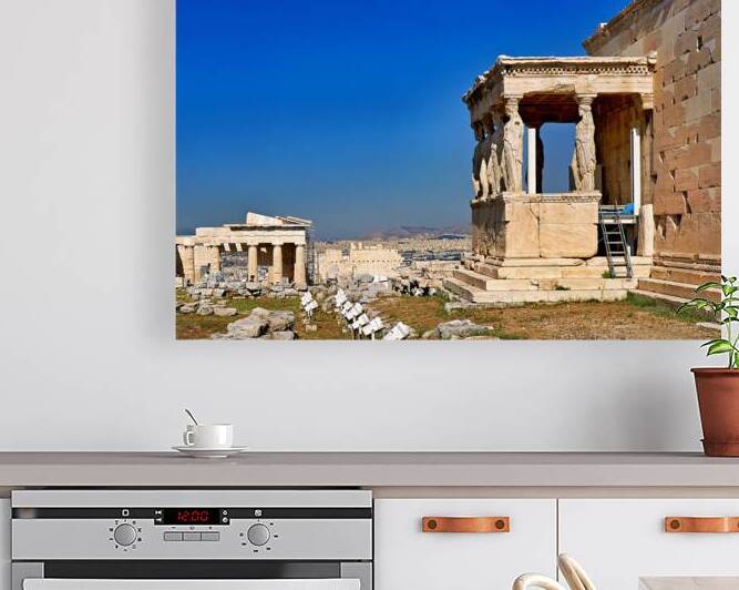 Erechtheion temple on Acropolis in Athens Greece under clear sky by Marco Brivio