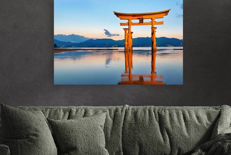 Miyajima floating torii gate at sunset near Itsukushima Shrine by Marco Brivio
