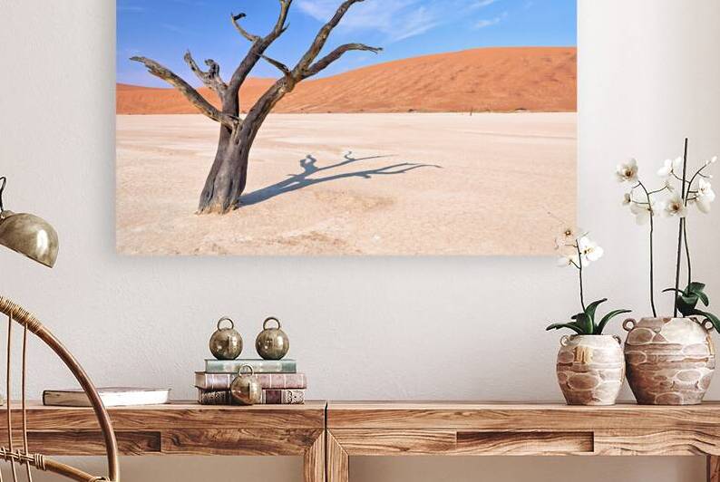 Dry camel thorn tree in Deadvlei clay pan of Namibia by Marco Brivio