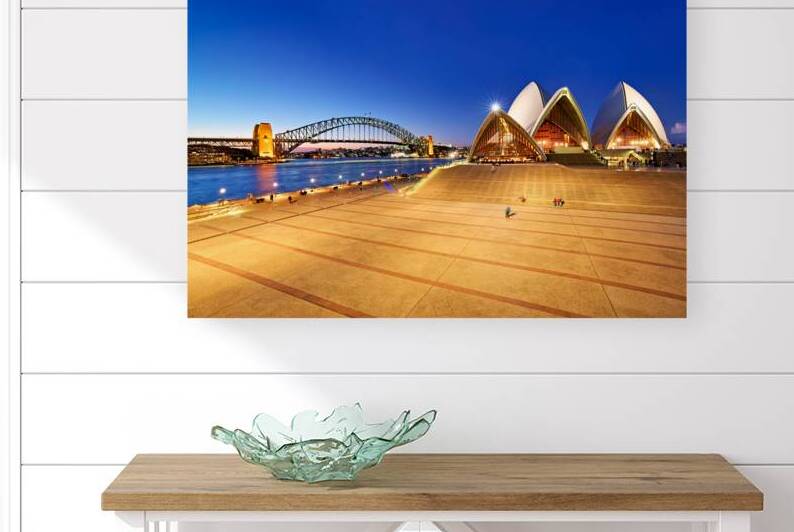 Sydney Opera House and Harbour Bridge at dusk. by Marco Brivio