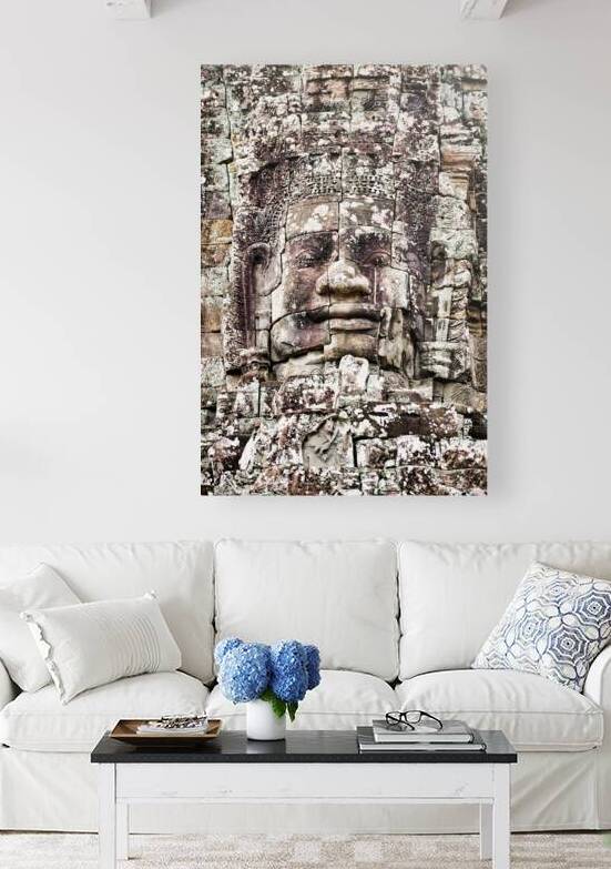 Ancient Khmer stone face Bayon temple. by Marco Brivio