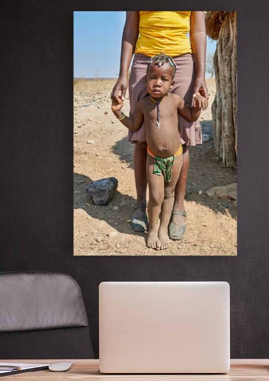 Portrait of Zemba Bantu child and mother in Kunene Region Namibi by Marco Brivio
