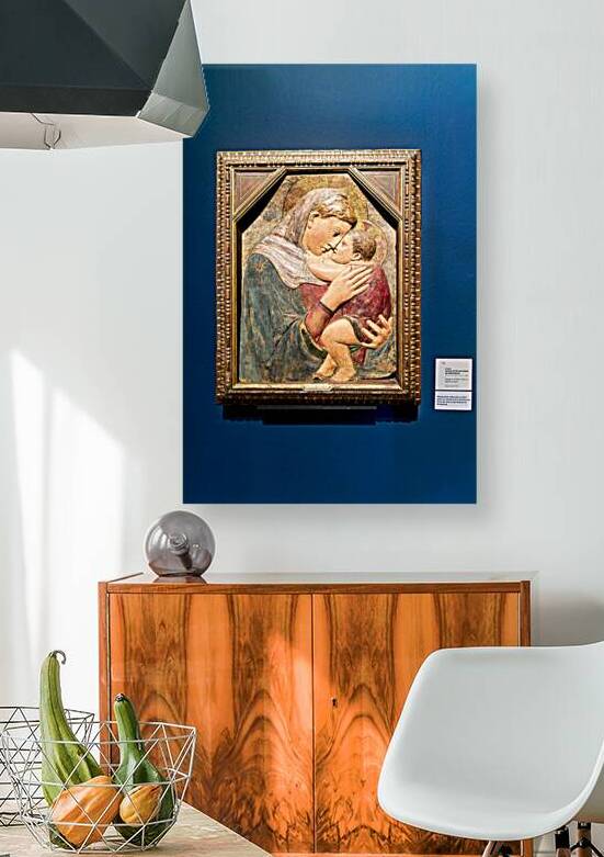 Visitors admire Madonna and Child sculpture by Donatello in muse by Marco Brivio