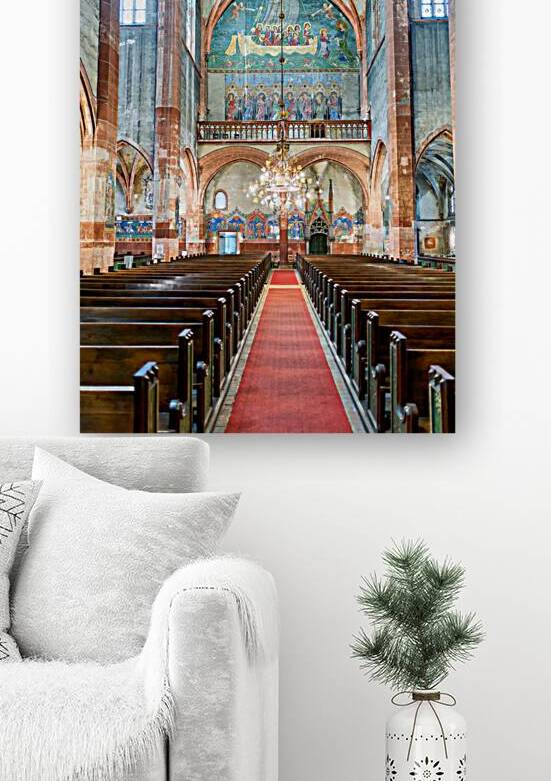 Visitors inside Saint Pierre le Jeune church in Strasbourg Alsac by Marco Brivio