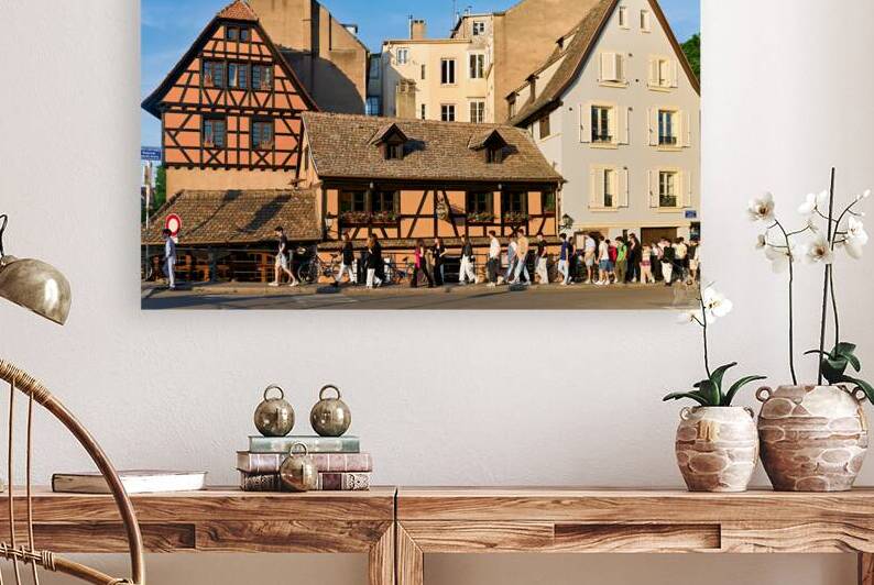 Historic houses and people walking in Petit France Strasbourg by Marco Brivio