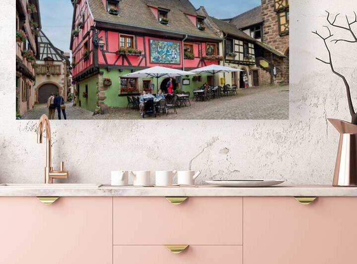 Timber framed houses and outdoor dining in Riquewihr Alsace by Marco Brivio