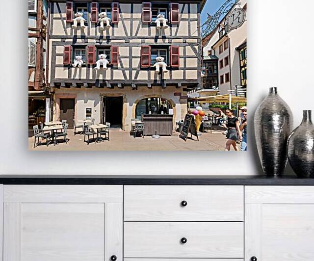 Timber framed houses with teddy bears in Colmar Alsace France by Marco Brivio