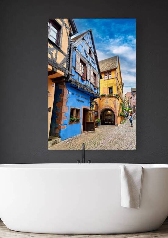 Historic timber framed houses in Riquewihr on Alsace Wine Route by Marco Brivio
