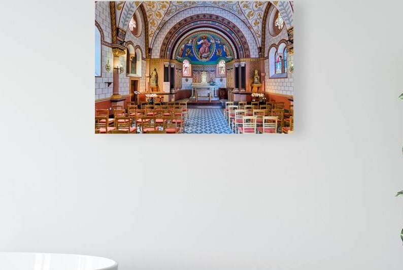 Visitors explore Chapelle Saint Leon IX in Eguisheim Alsace Fran by Marco Brivio