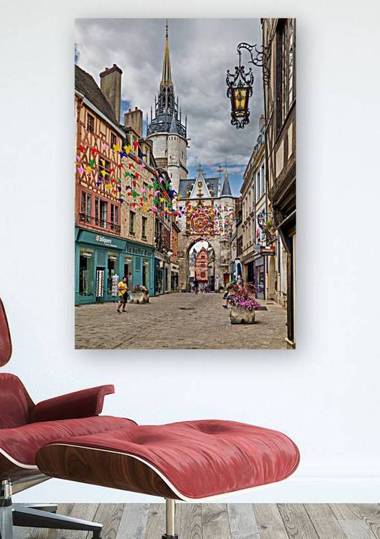 Auxerre clock and street view in Bourgogne France by Marco Brivio