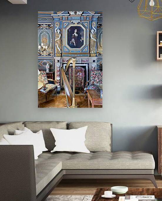 Harp and elegant decor in the Chateau de Cheverny France by Marco Brivio