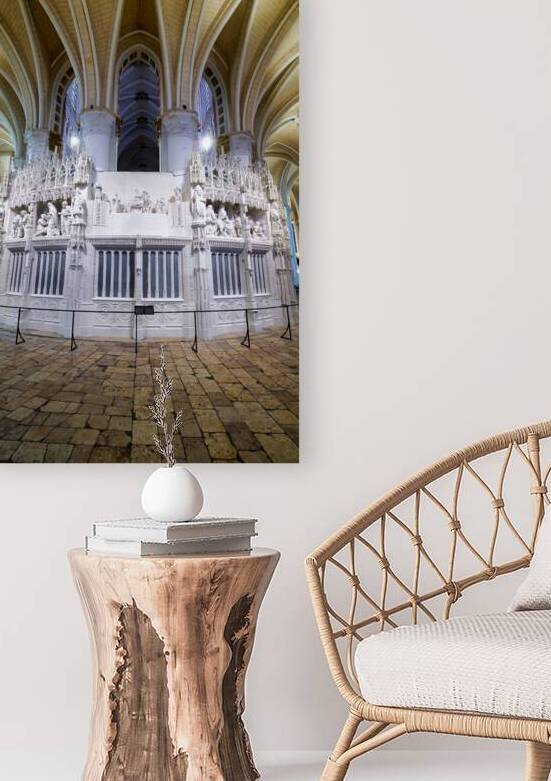 Chartres Cathedral interior with detailed white altar and sculpt by Marco Brivio