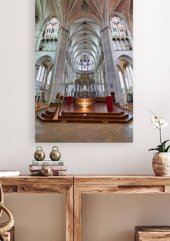 View inside Auxerre Cathedral Saint Etienne in Burgundy France by Marco Brivio