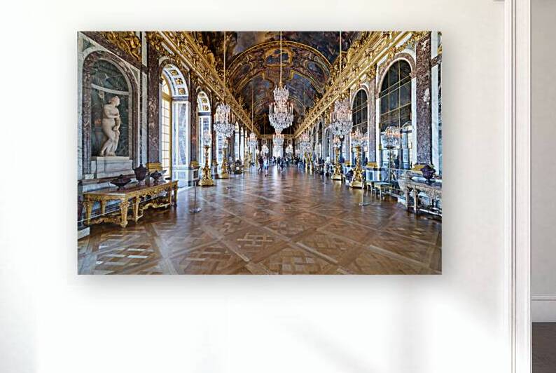 Tourists walk through the Grand Gallery in the Palace of Versail by Marco Brivio