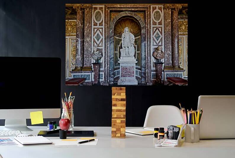 Statue and busts in the Palace of Versailles in Paris France by Marco Brivio