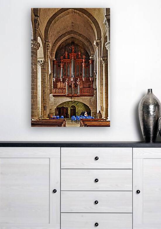 Organ in a church in Carcassonne France during a quiet afternoon by Marco Brivio