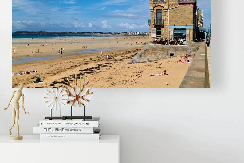 People relax at a cafe near Grand Plage du Sillon in Saint Malo by Marco Brivio