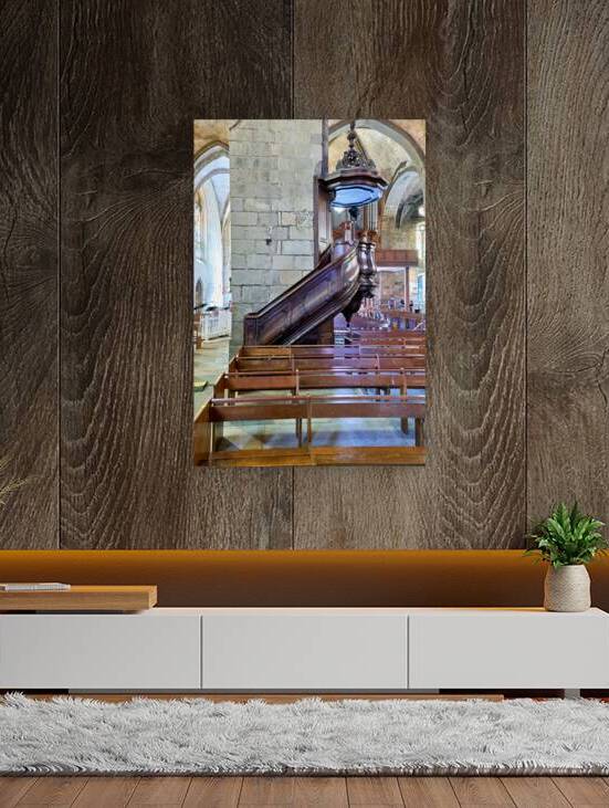 Wooden pulpit at Cathedral Saint Vincent in Saint Malo Brittany by Marco Brivio