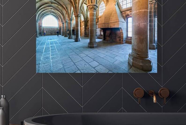 Interior view of Mont Saint Michel abbey in Normandy France by Marco Brivio