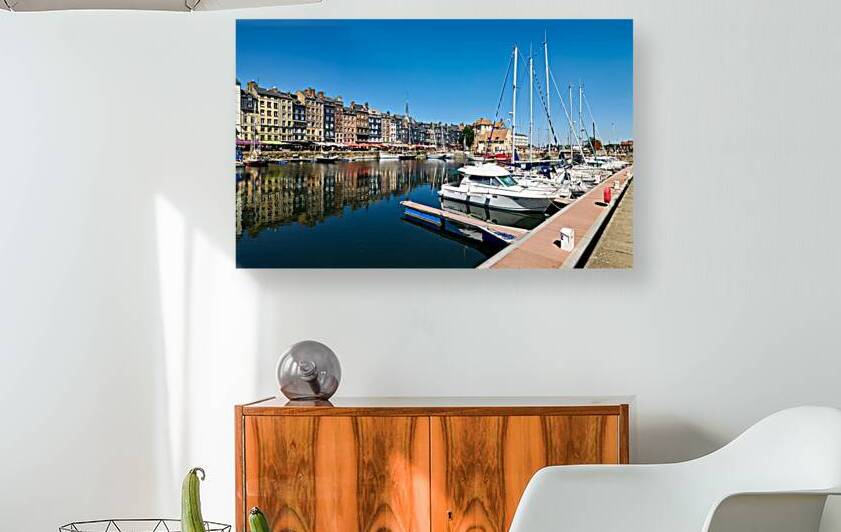 Boats docked at Honfleur harbor in Normandy France during a sunn by Marco Brivio