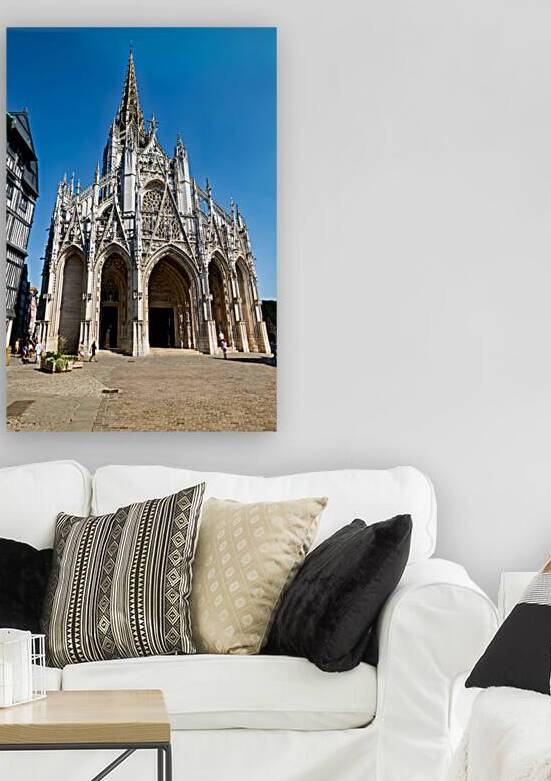 Saint Maclou church in Rouen Normandy with clear blue sky by Marco Brivio