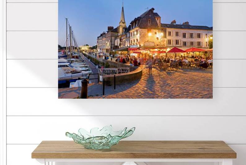 Harbour in Honfleur Normandy France during dusk with visible lig by Marco Brivio