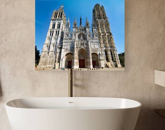 Notre Dame Cathedral stands tall in Rouen Normandy under clear s by Marco Brivio