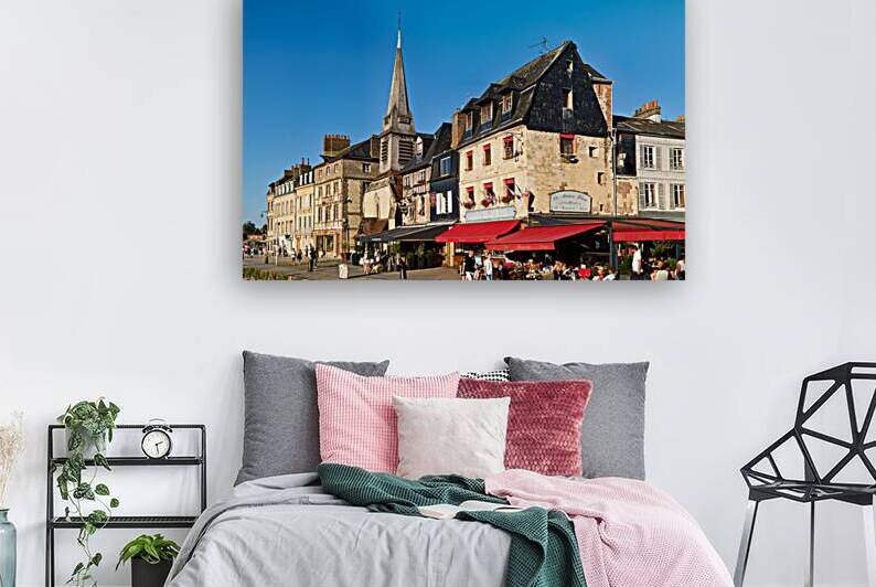 Restaurants and cafe along the harbour in Honfleur Normandy Fran by Marco Brivio