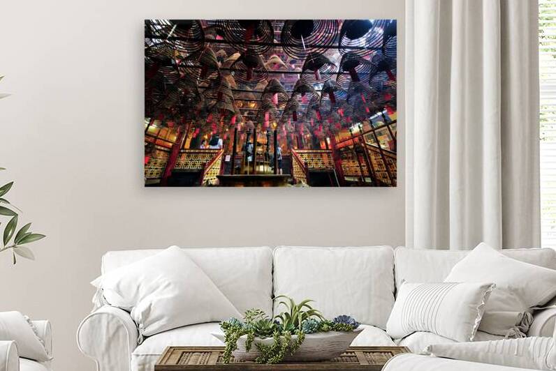 Spiral incense coils fill temple interior in Hong Kong by Marco Brivio