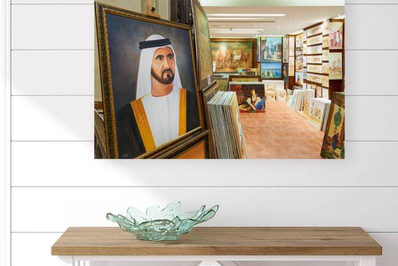 Middle Eastern art fills an art gallery in Dubai UAE by Marco Brivio