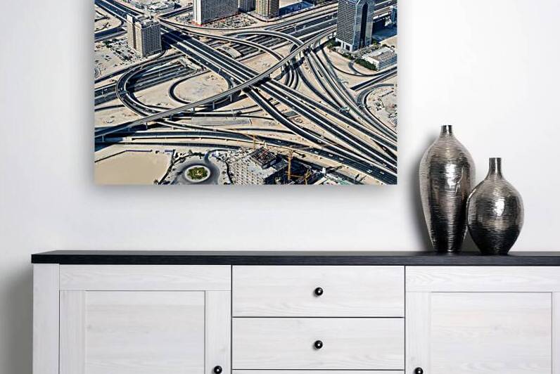 Complex highway interchange and urban landscape in Dubai by Marco Brivio