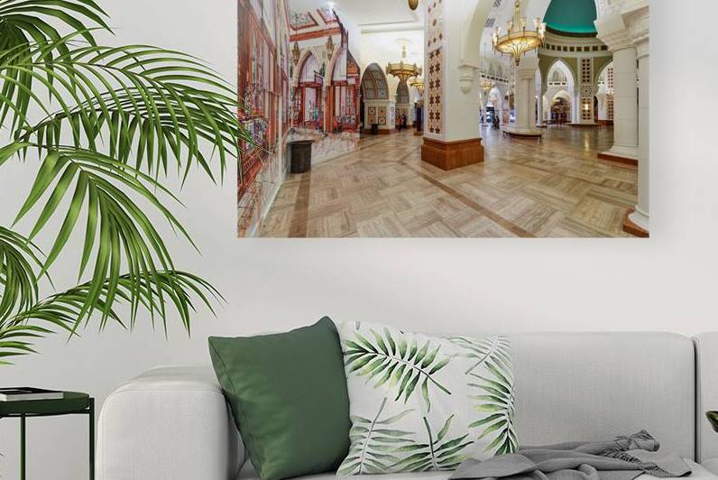 Ornate Middle Eastern interior with chandeliers in Dubai UAE by Marco Brivio