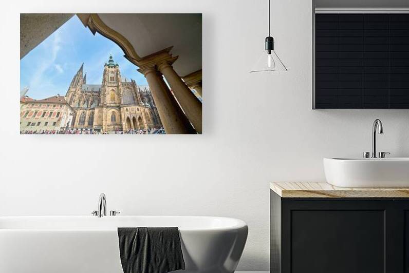 Gothic St. Vitus Cathedral in Prague framed by an arch. by Marco Brivio