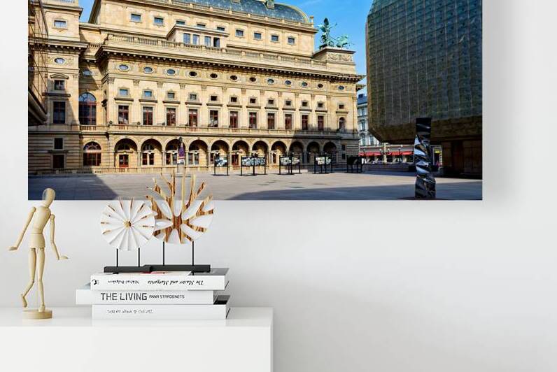 Pragues National Theatre and modern architecture contrast under by Marco Brivio
