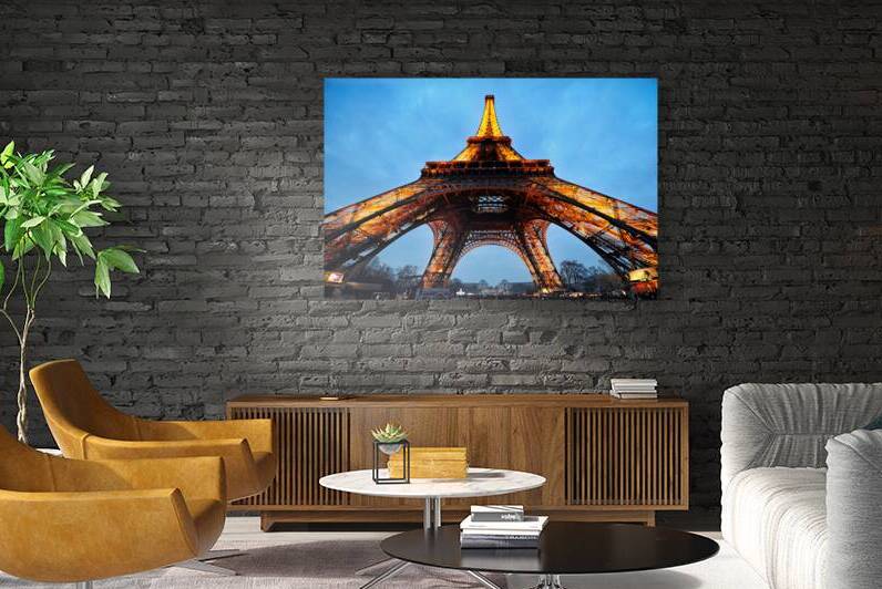 Eiffel Tower shining brightly at night in Paris France by Marco Brivio