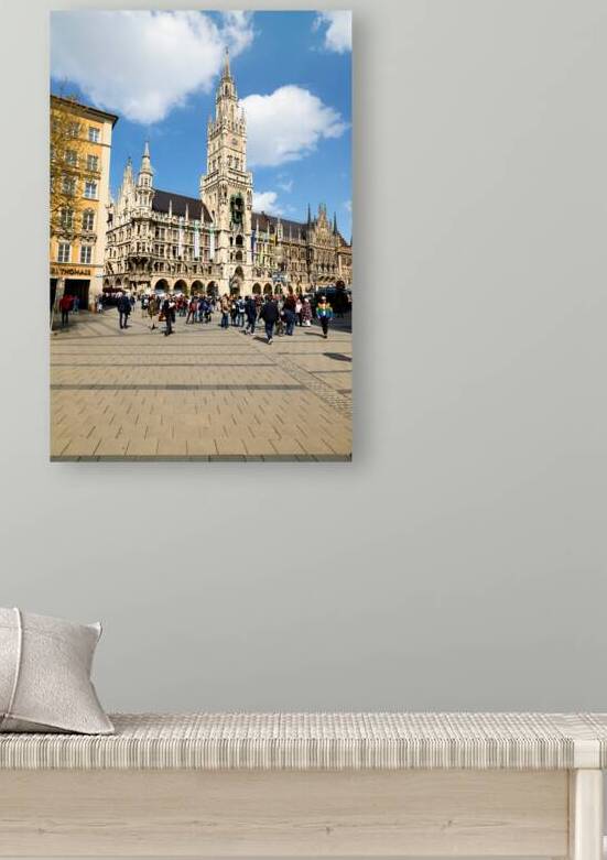 Crowd gathers near town hall in Marienplatz Munich Germany by Marco Brivio
