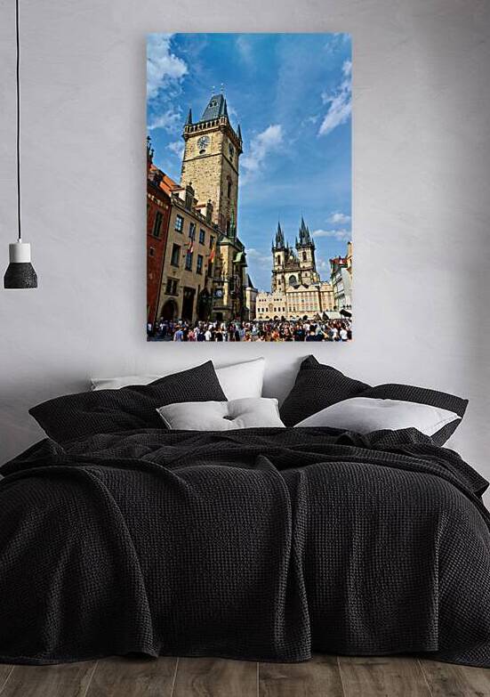 Prague Old Town Square: Astronomical Clock Týn Church and cro by Marco Brivio