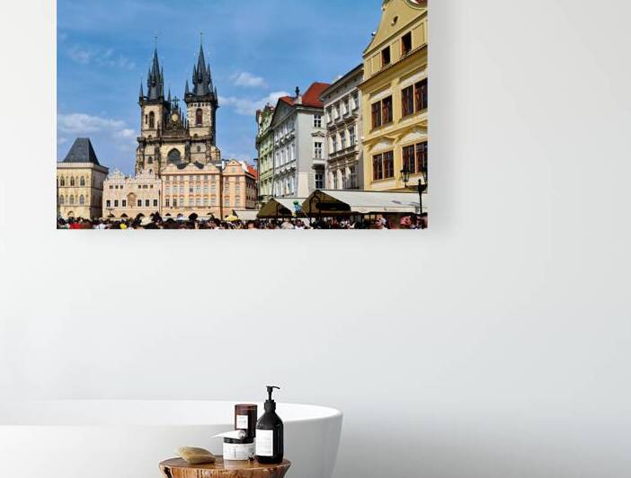 Crowded Prague Old Town Square with Týn Church. by Marco Brivio