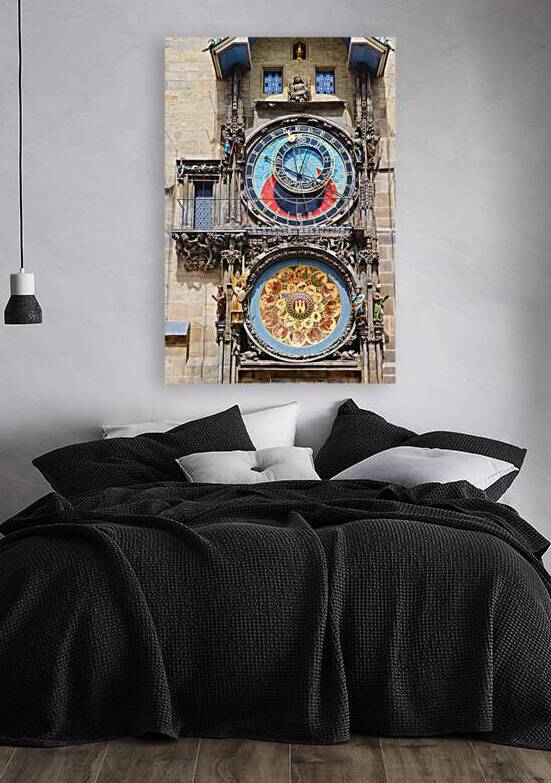 Ornate Prague Astronomical Clock with intricate dials and figure by Marco Brivio