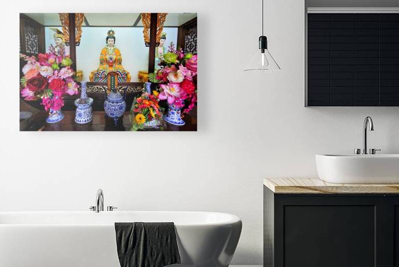 Colorful statues inside a traditional Asian shrine in Shanghai by Marco Brivio