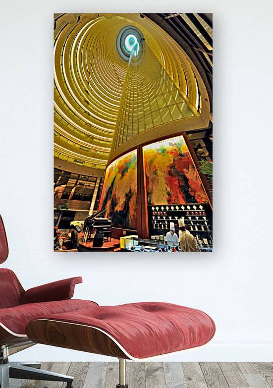 Grand hotel atrium with spiral design and sushi bar in Shanghai by Marco Brivio