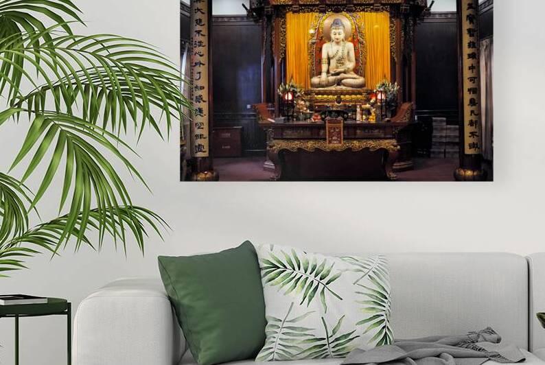 Buddha statue in ornate temple in Shanghai China by Marco Brivio