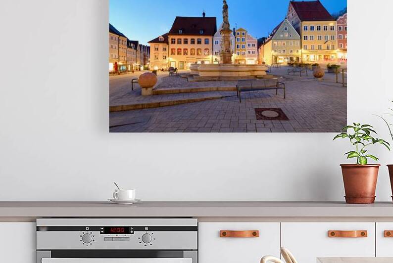 Evening view of Hauptplatz square in Landsberg am Lech Germany by Marco Brivio