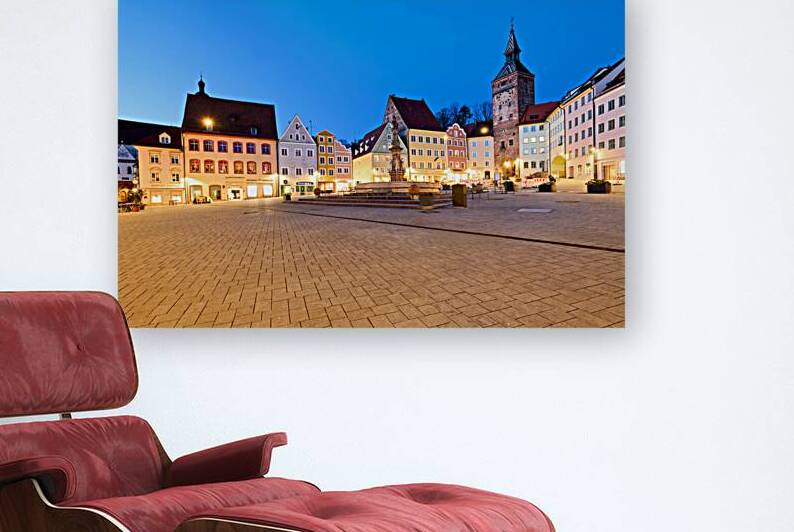 Hauptplatz square at night in Landsberg am Lech Germany by Marco Brivio