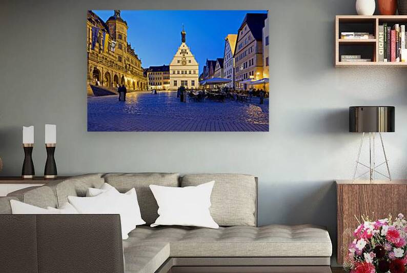 Market square at sunset in Rothenburg ob der Tauber Germany by Marco Brivio